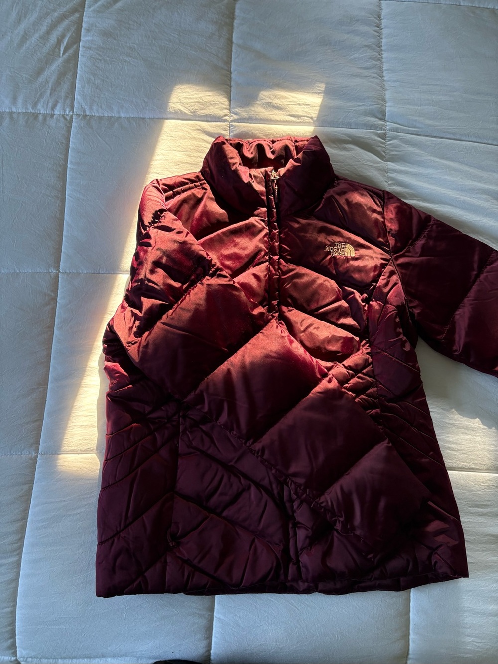 The North Face Womens Burgundy Quilted Puffer Jacket